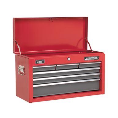 Sealey American Pro Topchest 6 Drawer with Ball-Bearing Slides - Red/Grey AP2201BB - Tools 2U Direct SW