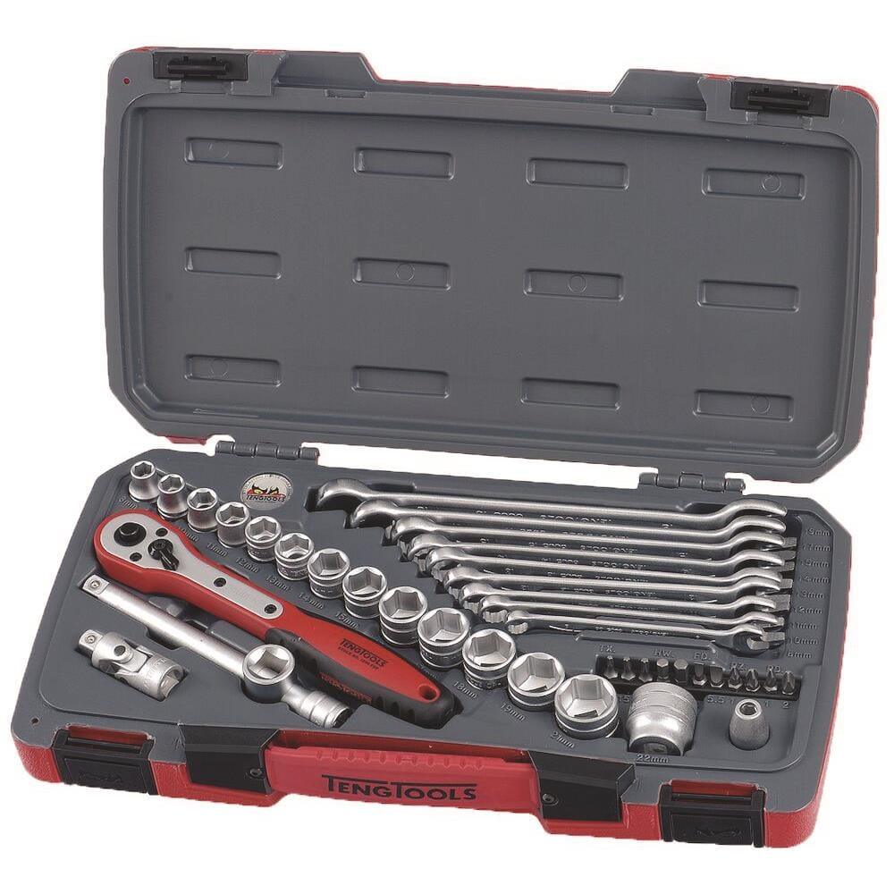 Teng Tools 3/8" DR 40 Piece Metric Socket Set And Spanner Set Kit T3840 - Tools 2U Direct SW