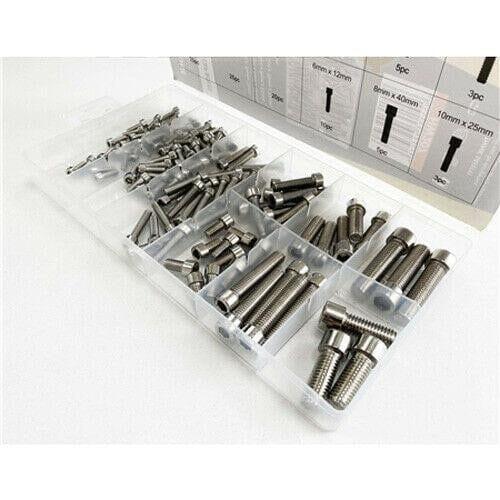Toolzone 106 Piece Assorted Stainless Steel Socket Screws Metric Hex Cap Bolts HW207 - Tools 2U Direct SW