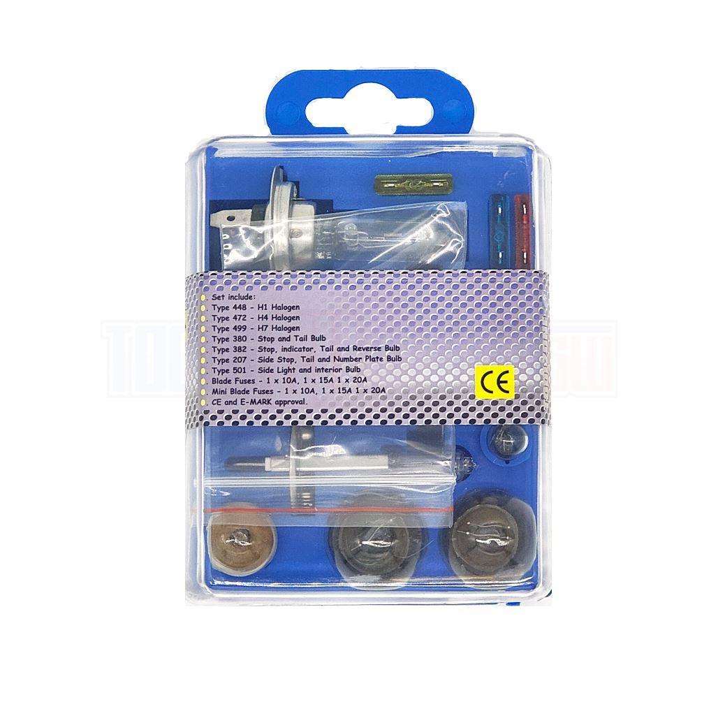 Toolzone 13 Piece Emergency Bulb & Fuse Set Spares H1 H4 H47 Cars, Vans, Trucks AU332 - Tools 2U Direct SW