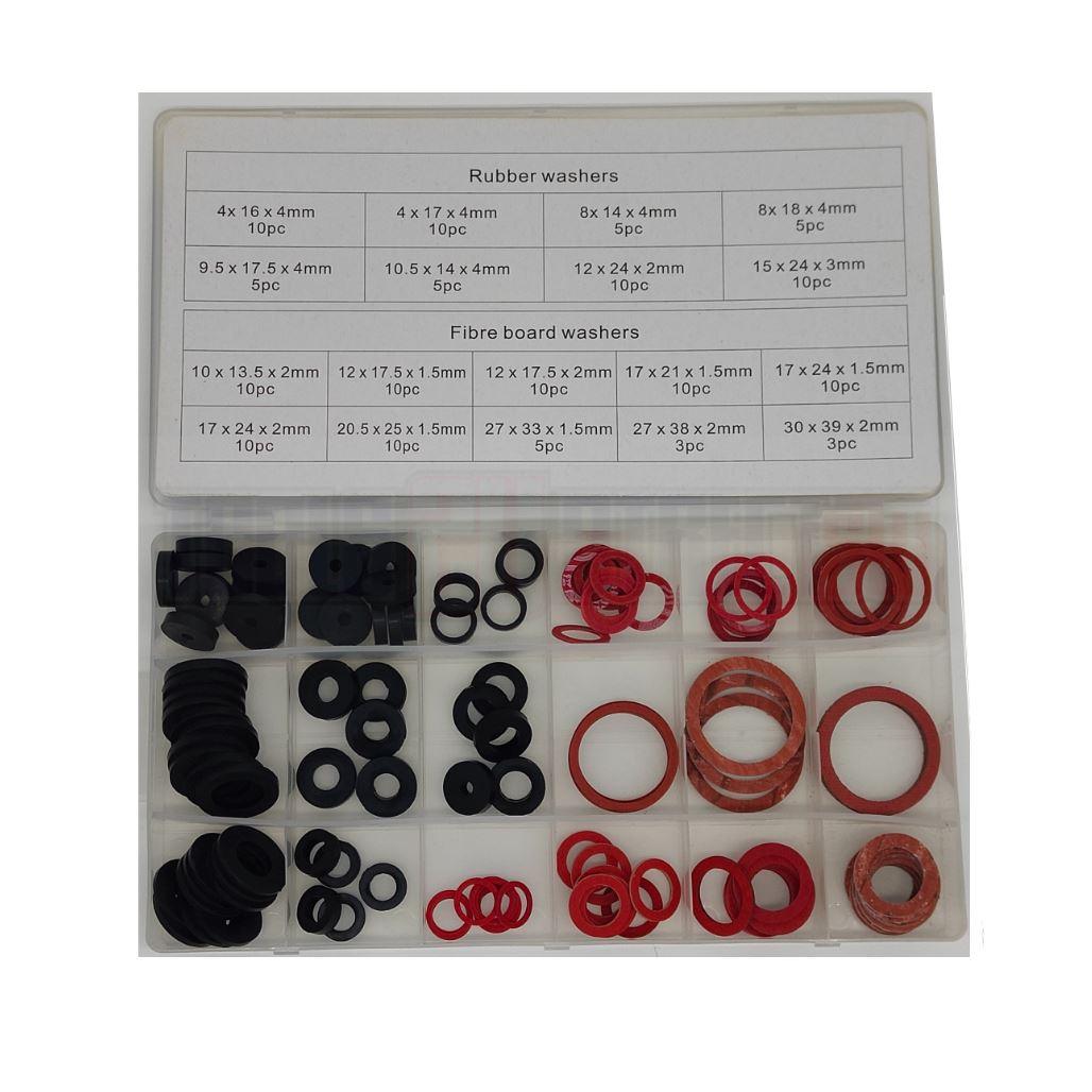 Toolzone 141pc Sealing Washer Assortment Box Plumbers Washers Rubber Washers HW181 - Tools 2U Direct SW