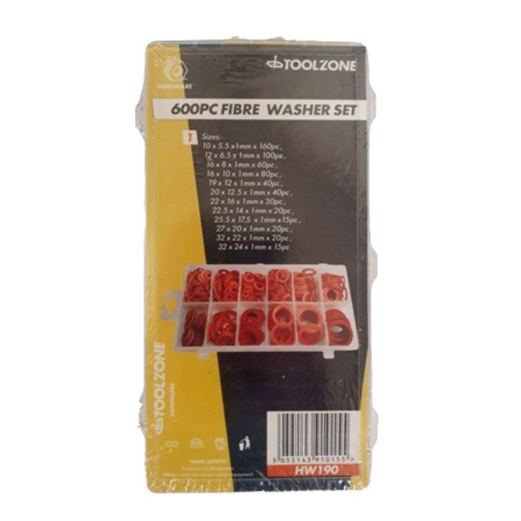 Toolzone 600pc Fibre Washer Assortment in compartmented storage case HW190 - Tools 2U Direct SW