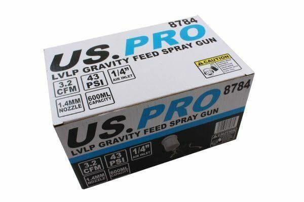 US PRO 1.4MM Nozzle LVLP Gravity Feed Spray Gun 600ML 8784 - Tools 2U Direct SW