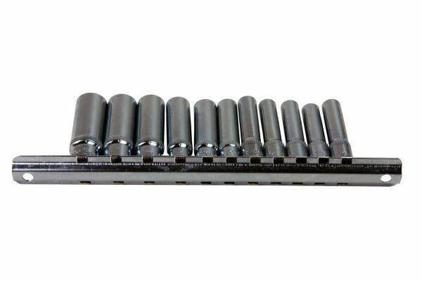 US PRO 11pc 1/4" Dr 4 -13mm Deep Sockets Single Hex 6 Point On Rail 3240 - Tools 2U Direct SW