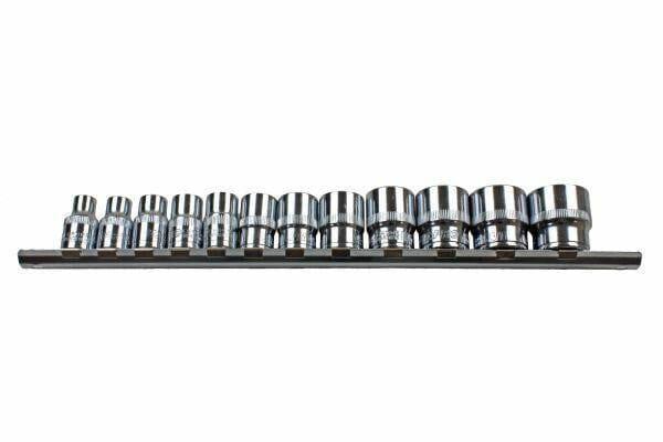 US PRO 12pc 3/8"dr Shallow SAE Sockets 12 Point On Rail 1/4" to 7/8" 1391 - Tools 2U Direct SW