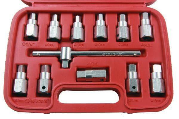 US PRO 12pc Drain Plug Key Socket Set Axle Oil Sump Spanner 3/8" Drive 3096 - Tools 2U Direct SW