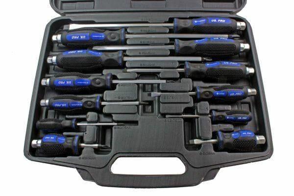 US PRO 12PC Go Through Screwdriver Set Slotted + Philips 1610 - Tools 2U Direct SW