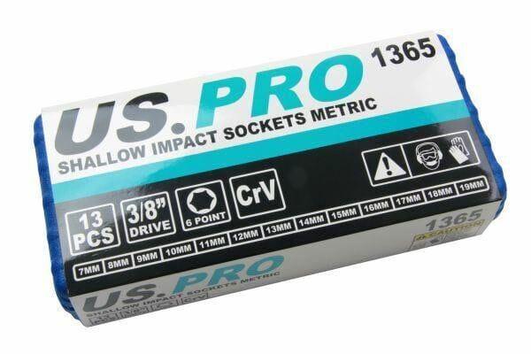 US PRO 13PC 3/8" DR Shallow Impact Sockets Metric 1365 - Tools 2U Direct SW