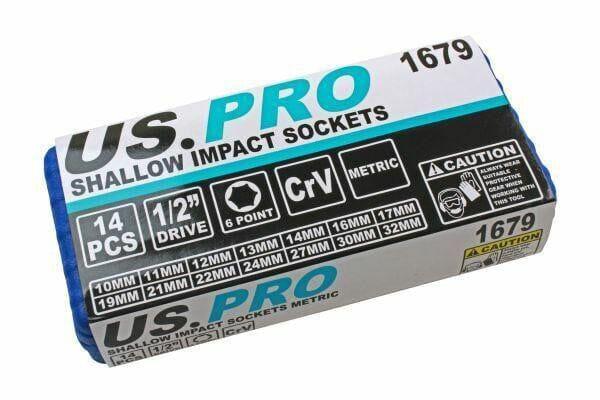 US PRO 14pc 1/2dr Shallow Metric Impact Sockets 10 - 32mm 1679 - Tools 2U Direct SW