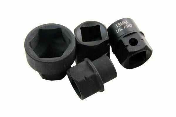 US PRO 15 Piece 1/2" Drive 6 Point Stubby Impact Sockets 10 - 24mm With Hex Shank 1427 - Tools 2U Direct SW