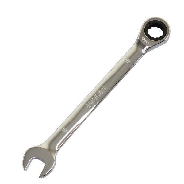 US PRO 15mm Ratchet Spanner Wrench 72 Teeth Open & Ring End Wrench 3576 - Tools 2U Direct SW