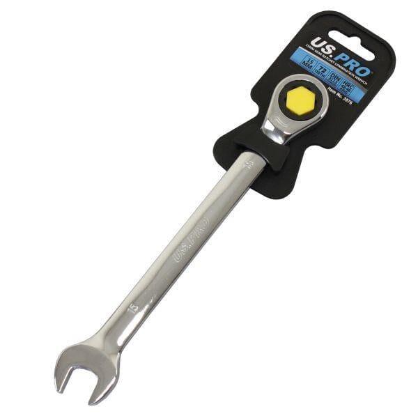 US PRO 15mm Ratchet Spanner Wrench 72 Teeth Open & Ring End Wrench 3576 - Tools 2U Direct SW