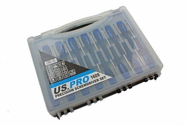 US PRO 15pc Precision Screwdrivers Set Torx Philips & Flat 1609 - Tools 2U Direct SW