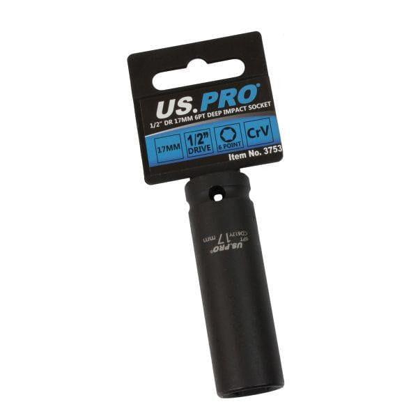 US PRO 17mm 1/2 Dr 6 Point Deep Impact Socket 3753 - Tools 2U Direct SW