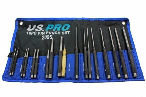 US PRO 18pc Pin Punch Set With Automotive Centre Punch 2095 - Tools 2U Direct SW