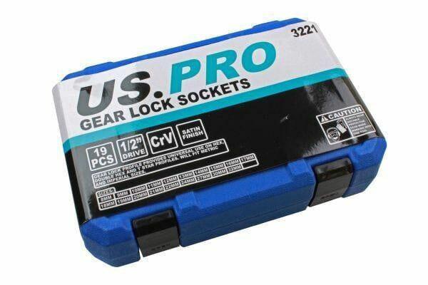 US PRO 19 Piece 1/2" Dr Gear Lock Sockets 8 - 32mm - 3221 - Tools 2U Direct SW