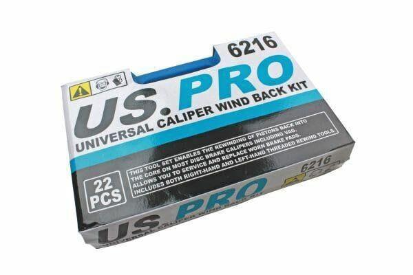 US PRO 22pc Universal Brake Piston Caliper Wind Back Tool Kit 6216 - Tools 2U Direct SW