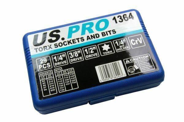 US PRO 29PC Torx Sockets And Bits 1364 - Tools 2U Direct SW