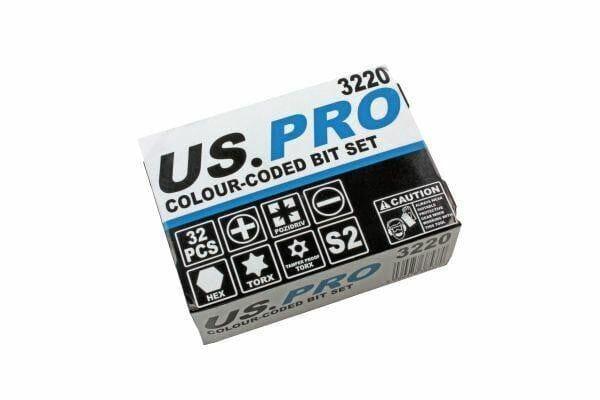 US PRO 32PC Colour-Coded Screwdriver, Hex, Torx Bit Set 3220 - Tools 2U Direct SW