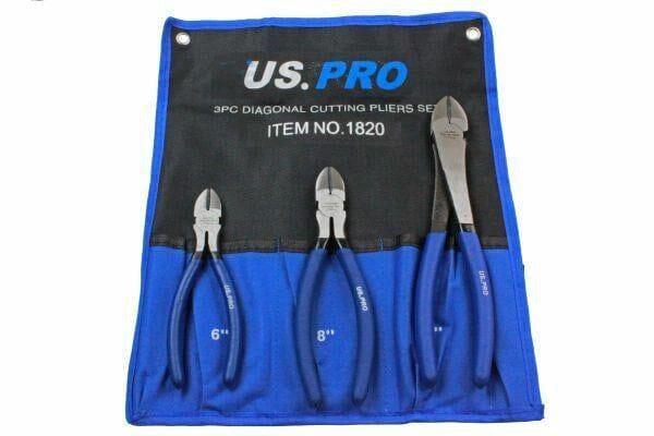 US PRO 3pc Diagonal Side Cutting Plier Set 6", 8", 10" 1820 - Tools 2U Direct SW
