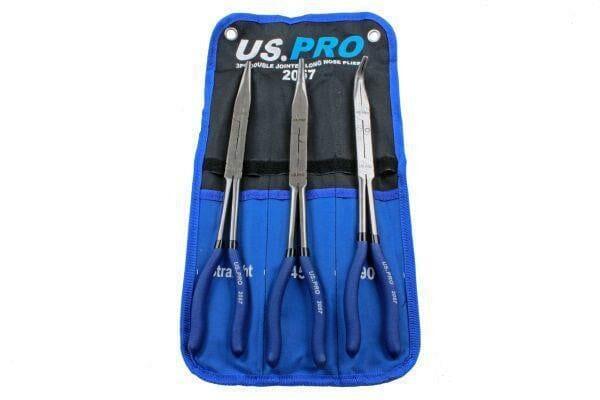 US PRO 3PC Double Jointed Long Nose Pliers 2057 - Tools 2U Direct SW