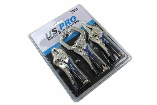 US PRO 3pc Grip Handles Mini locking Clamp & Pliers Set 2061 - Tools 2U Direct SW
