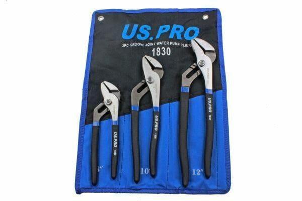 US PRO 3pc Groove Slip Joint Water Pump Pliers Set 1830 - Tools 2U Direct SW