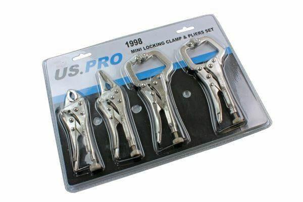 US PRO 4 Piece Welding Mini Vice Locking C Clamps & Pliers Mole Grips 1998 - Tools 2U Direct SW