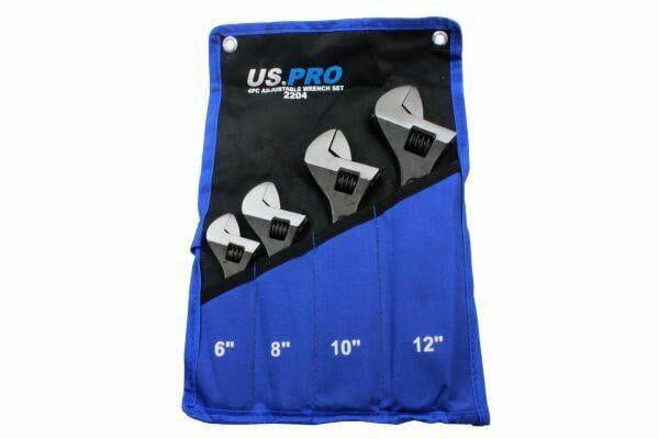 US PRO 4pc Adjustable Wrench / Shifting Spanner Set 6" 8" 10" 12" - 2204 - Tools 2U Direct SW