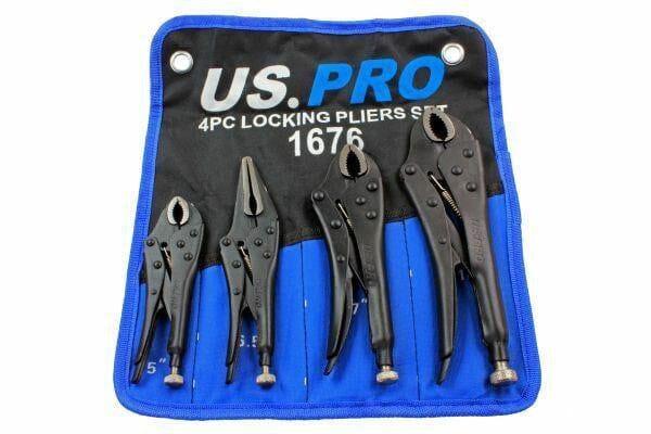 US PRO 4pc Locking Pliers Set 5" 6.5" 7" 10" Mole Vice Clamp 1676 - Tools 2U Direct SW