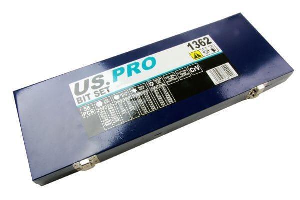 US PRO 58pc Hex Spline Torx and Security Torx Bit Set in Metal Case 1362 - Tools 2U Direct SW