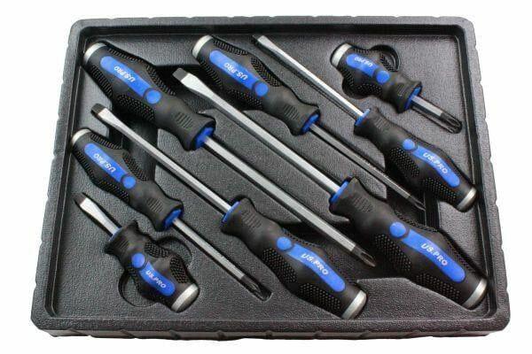 US PRO 8pc Go-Through Screwdriver Set Phillips & Slotted 1605 - Tools 2U Direct SW