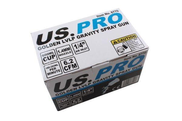 US PRO Gravity Feed LVLP Spray Gun 1.4 Nozzle 600ml Cup 8770 - Tools 2U Direct SW