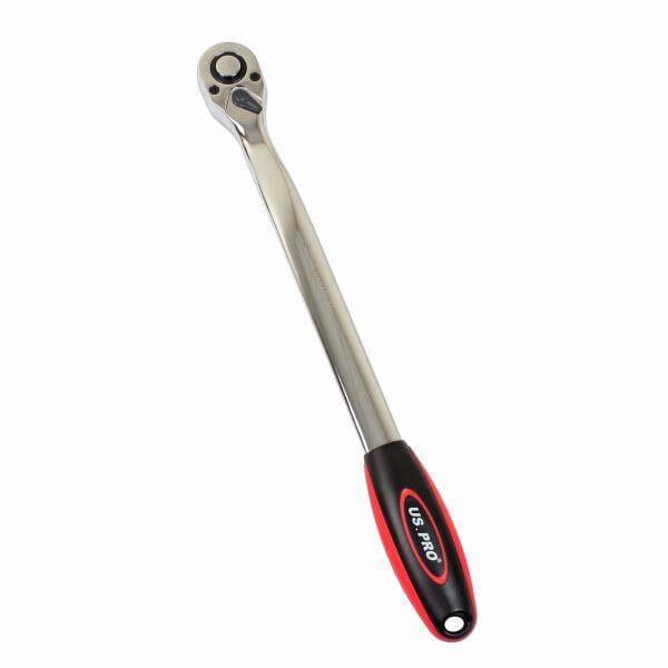 US PRO INDUSTRIAL 1/2" Dr 72T Tooth Extra Long Curved 380mm Ratchet Handle 4212 - Tools 2U Direct SW