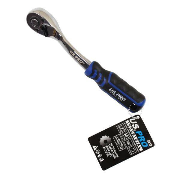 US PRO INDUSTRIAL 3/8" dr 90T Ratchet With Straight Handle With Grip 4219 - Tools 2U Direct SW