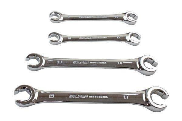 US PRO INDUSTRIAL 4PC 6PT Flare Nut Wrench Set 9 - 17mm In A Foam Tray 2289 - Tools 2U Direct SW