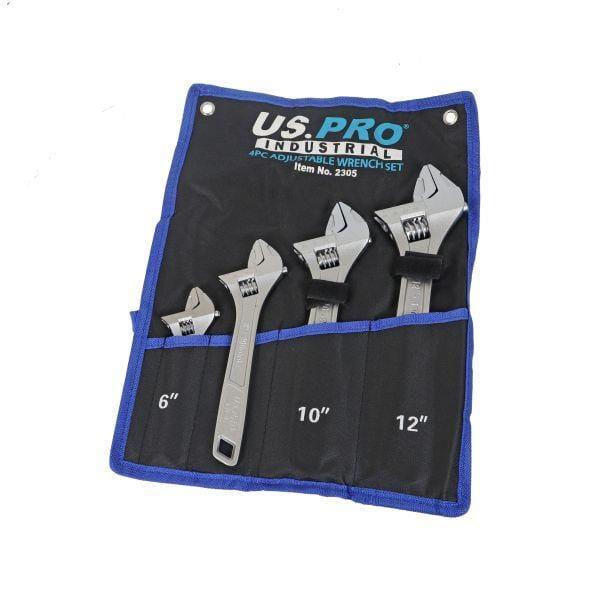 US PRO INDUSTRIAL 4PC Adjustable Wrench Spanner Set Sizes 6", 8", 10", and 12" 2305 - Tools 2U Direct SW