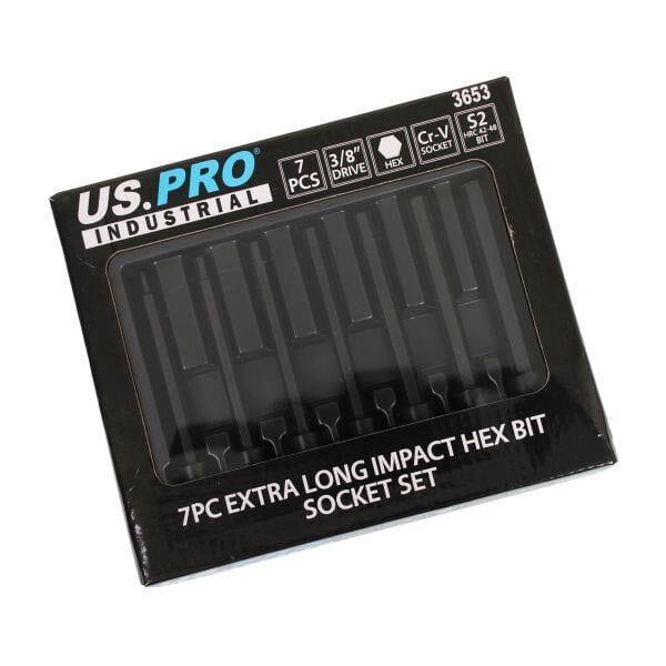 US PRO Industrial 7pc 3/8" DR Extra Long Impact Hex Bit Socket Set H3 - H10 3653 - Tools 2U Direct SW