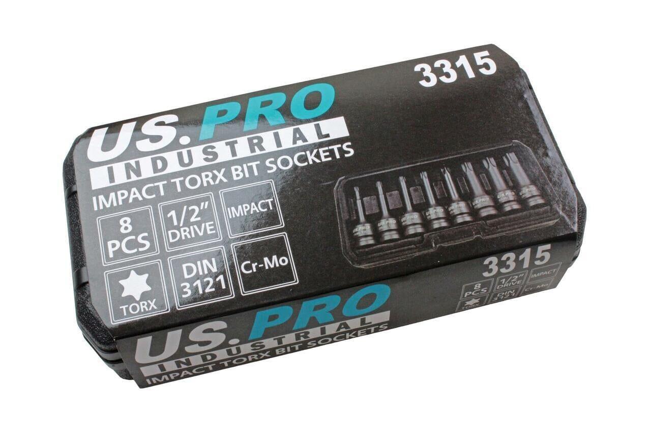 US PRO INDUSTRIAL 8pc 1/2" Dr Long Impact Torx Bits Socket Set T30 - T80 3315 - Tools 2U Direct SW
