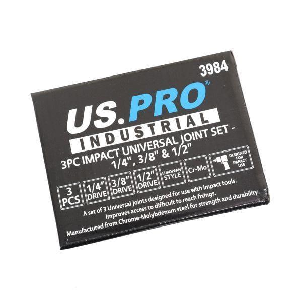 US PRO INDUSTRIAL Universal Joint Impact Socket Set 1/4" 3/8" 1/2" DR in EVA Foam Tray 3984 - Tools 2U Direct SW