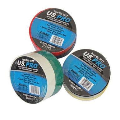 US PRO Mixed Colours 19MM X 20 Meters PVC Insulation Tape 6 Pack 917 - Tools 2U Direct SW