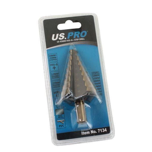 US PRO Tools 10 - 45mm HSS-G+ Step Drill Spiral Step Cone 7134 - Tools 2U Direct SW