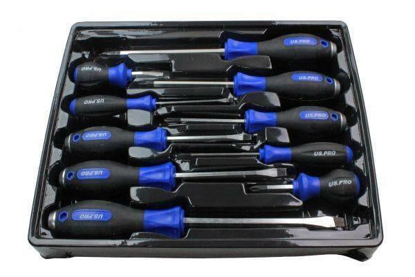 US PRO Tools 10 Piece Screwdriver Set Phillips & Slotted With Magnetic Tip 1621 - Tools 2U Direct SW
