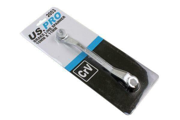 US PRO Tools 10mm x 11mm Brake Line Spanner 180mm Long 2053 - Tools 2U Direct SW