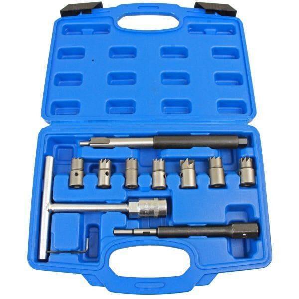 US PRO Tools 10pc Diesel Injector Seat Cutter Tool Cleaner Set Universal Re-Face Score Kit 5598 - Tools 2U Direct SW