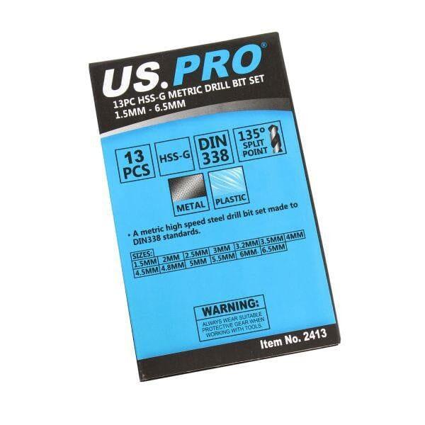 US PRO Tools 13PC HSS-G Metric HSS Drill Bit Set,1.5 -6.5mm Bits 2413 - Tools 2U Direct SW