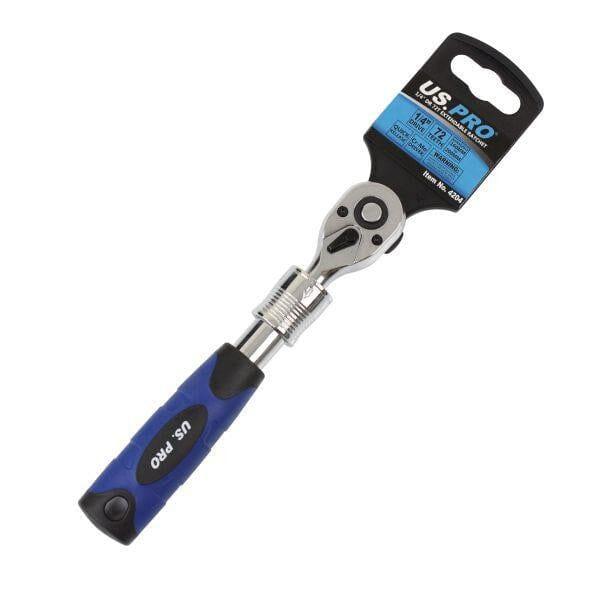 US PRO Tools 1/4" dr 72t Extendable Ratchet For Sockets 160mm - 200mm 4204 - Tools 2U Direct SW