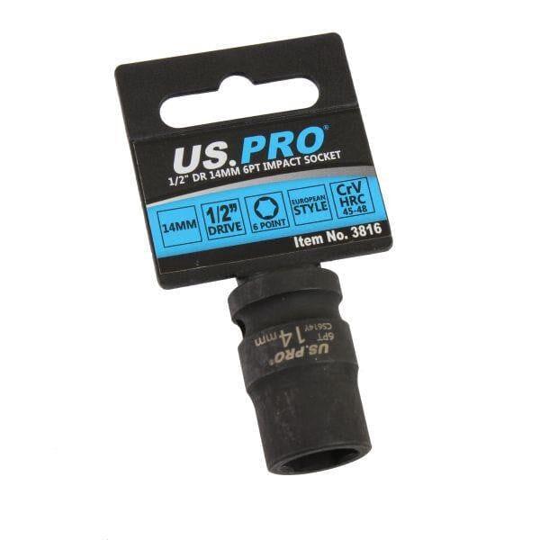 US PRO Tools 14mm Impact Socket 1/2" Drive 6 Point Single Hex 3816 - Tools 2U Direct SW