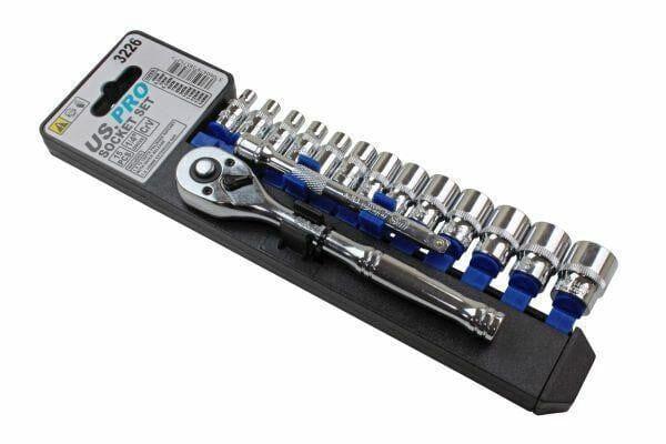 US PRO Tools 15pc 1/4''dr Metric Socket Wrench set 4 - 14mm 3226 - Tools 2U Direct SW