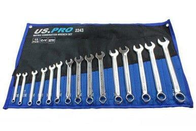 US PRO Tools 15PC Metric Combination Spanner Set 6 - 22MM 2243 - Tools 2U Direct SW